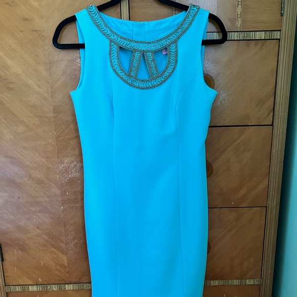 Lilly Pulitzer Women’s Sky Blue Mary Jane Lane Shift Dress with Cut Out - Picture 2 of 15
